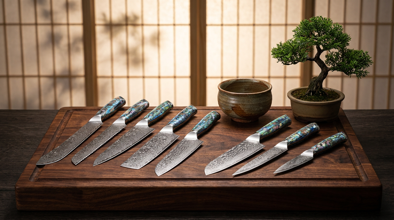 Set de couteaux japonais Mamorigatana en acier Damas